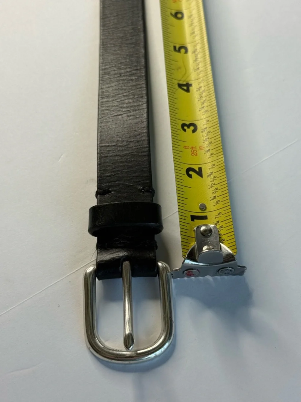 J Crew Crewcuts Kids Genuine Buffalo Leather Belt Black Silver Buckle Size XL